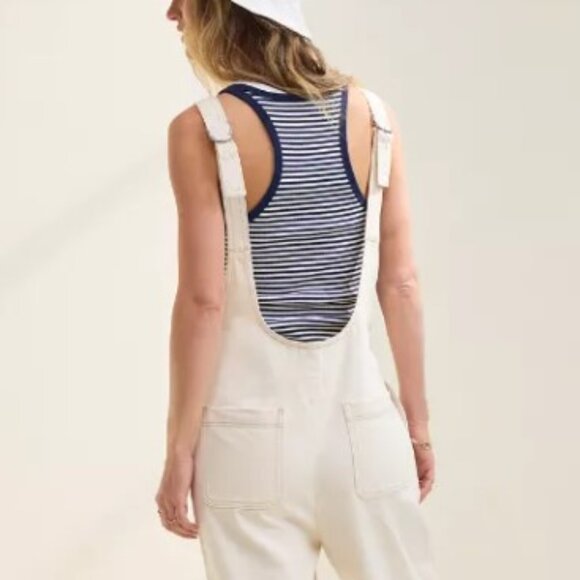 aerie Women's Cream/Oatmeal Denim Overalls with Scoop Back (Size M) - Picture 2 of 7